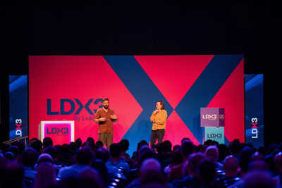 Sara and Mathias on stage at LDX3, London, June 2025